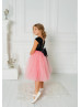 Black Sequin Pink Tulle Handmade Flower Girl Dress Black Sequin Pink Tulle Handmade Flower Girl Dress